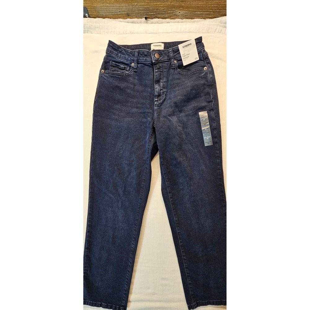 Sonoma Curvy High Rise Straight Leg Jeans Dark Wash Denim Size 6R NEW